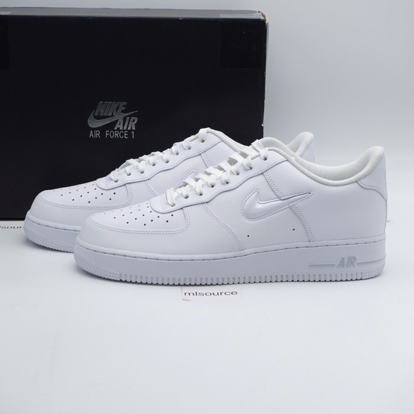 NEW Size 11.5 Men's Nike Air Force 1 Jewel Leather Sneakers HM0621-100 White - Picture 1 of 7